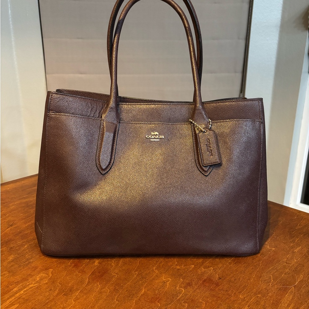 Coach Maroon Leather Tote Bag